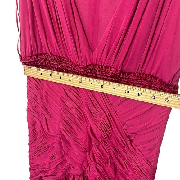 Amanda Wakeley Deep V Long Maxi Dress Pink Gown Women’s Size L Flawed - Picture 7 of 13
